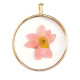 Pendant with dried flowers 35mm - Gold-light pink